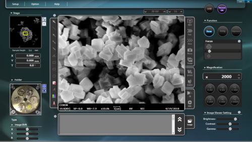 用于EM-30台式扫描电子显微镜的纳固性软件用户界面